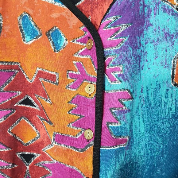 Boho, colorful, chic top size small - Picture 3 of 9